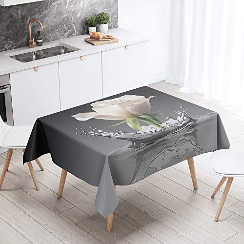 FANSU Rechteck Tischdecke Polyester 3D Rose Stil,Wasserdicht Tischwäsche Pflegeleicht Abwaschbar Tischtuch-Viele Größe Farbe Wählbar (Weiß,60x60cm) von FANSU