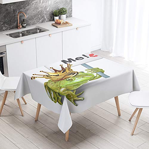 FANSU Rechteck Tischdecke Polyester 3D Tierdruck Stil,Wasserdicht Tischwäsche Pflegeleicht Abwaschbar Tischtuch-Viele Größe Farbe Wählbar (Frosch,60x60cm) von FANSU