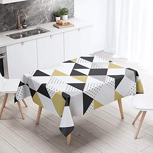 FANSU Rechteck Tischdecke Polyester Geometrisches Gitter Stil,Wasserdicht Tischwäsche Pflegeleicht Abwaschbar Tischtuch-Viele Größe Farbe Wählbar (140x200cm,Weißer Minimalist) von FANSU