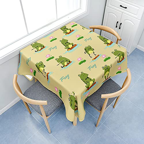 FANSU Rechteckig Tischdecke Wasserabweisend Polyester Optik, 3D Frosch Fleckschutz Tischwäsche Pflegeleicht Abwaschbar für Home Küche Dekoration (süßer Frosch,60x60cm) von FANSU