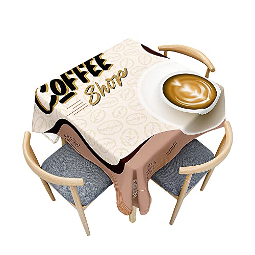 FANSU Rechteckig Tischdecke Wasserabweisend Polyester Optik, 3D Kaffee Fleckschutz Tischwäsche Pflegeleicht Abwaschbar für Home Küche Dekoration (60x60cm,Latté) von FANSU