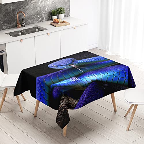 FANSU Rechteckig Tischdecke Wasserabweisend Polyester Optik, 3D Schlange Fleckschutz Tischwäsche Pflegeleicht Abwaschbar für Home Küche Dekoration (Blaue Python,140x180cm) von FANSU