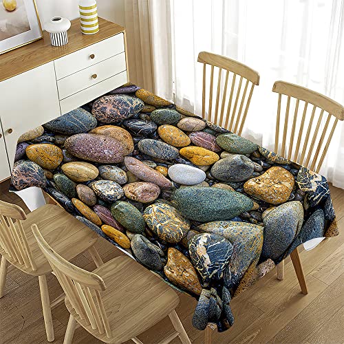 FANSU Rechteckig Tischdecke Wasserabweisend Polyester Optik, 3D Stein Flec Schutz Tischwäsche Pflegeleicht Abwaschbar für Home Küche Dekoration (100x140cm,Kieselstein) von FANSU