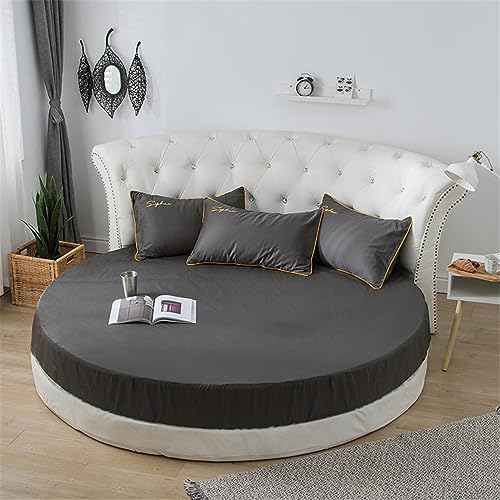 FANSU Runde Spannbettlaken, Weiche Baumwolle Spannbetttuch Atmungsaktiv Boxspringbett Einfarbig Matratzenschoner für Hotel Wasserbett Matratze (180x180+25cm,Dunkelgrau) von FANSU