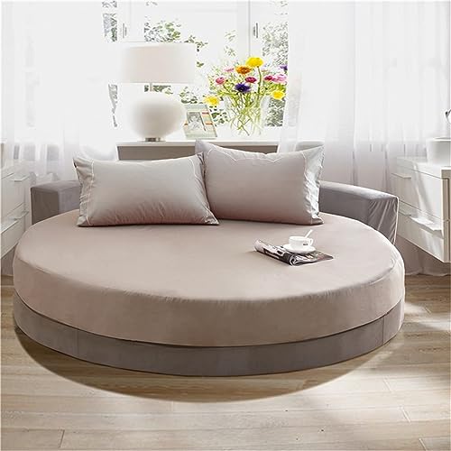 FANSU Runde Spannbettlaken, Weiche Baumwolle Spannbetttuch Atmungsaktiv Boxspringbett Einfarbig Matratzenschoner für Hotel Wasserbett Matratze (220x220+25cm,Grau) von FANSU