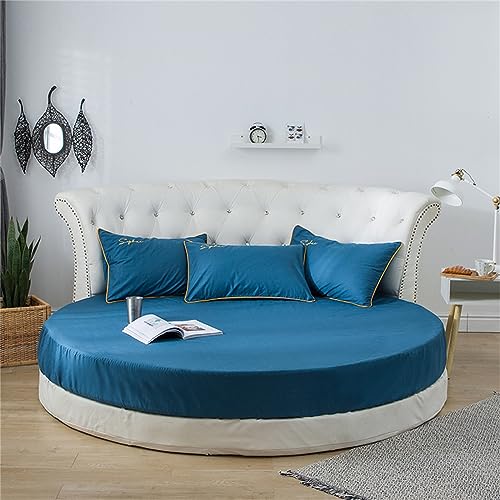 FANSU Runde Spannbettlaken, Weiche Baumwolle Spannbetttuch Atmungsaktiv Boxspringbett Matratzenschoner für Hotel Wasserbett Matratze (Dunkelblau,Durchmesser 180cm) von FANSU