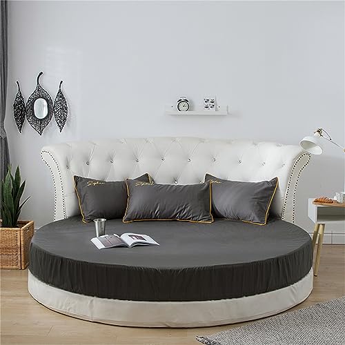 FANSU Runde Spannbettlaken, Weiche Baumwolle Spannbetttuch Atmungsaktiv Boxspringbett Matratzenschoner für Hotel Wasserbett Matratze (Dunkelgrau,Durchmesser 180cm) von FANSU