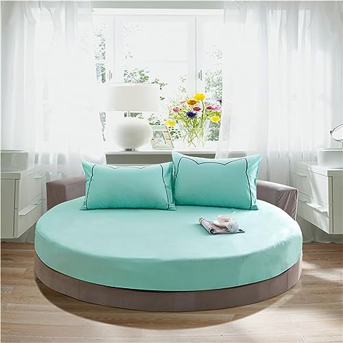 FANSU Runde Spannbettlaken, Weiche Baumwolle Spannbetttuch Atmungsaktiv Boxspringbett Matratzenschoner für Hotel Wasserbett Matratze (Türkis,Durchmesser 180cm) von FANSU