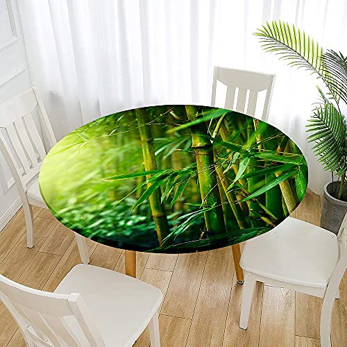 FANSU Runde Tischdecke Garten Abwaschbar, 3D Motiv Serie Polyester Fleckschutz Tischdecken Größe wählbar für Gartentisch, Outdoor in Kiche, Haushalt & Wohnen (Grüner Bambus,Durchmesser 100cm) von FANSU