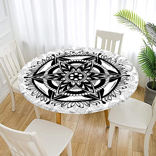 FANSU Runde Tischdecke Garten Abwaschbar, 3D Motiv Serie Polyester Fleckschutz Tischdecken Größe wählbar für Gartentisch, Outdoor in Kiche, Haushalt & Wohnen (Schwarz und weiß,100cm) von FANSU