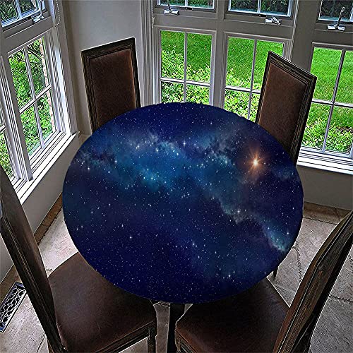 FANSU Runde Tischdecke Wasserabweisende, 3D Erde Universum Drucken Abwaschbar Gartentischdecke rutschfest Abwischbare Desktop Dekorative Tuch Hotel Bankett Party (Blaue Sterne,Durchmesser 130cm) von FANSU