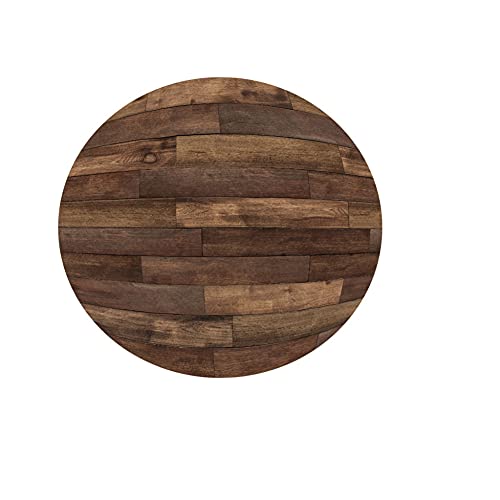 FANSU Runde Tischdecke Wasserabweisende, 3D Tafel Holz Muster Abwaschbar Garten Tischdecke rutschfest Abwischbare Wachstuch Desktop Dekorative Tuch Hotel Bankett Party (Brown Board,130cm) von FANSU