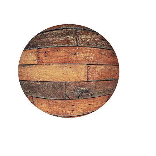 FANSU Runde Tischdecke Wasserabweisende, 3D Tafel Holz Muster Abwaschbar Garten Tischdecke rutschfest Abwischbare Wachstuch Desktop Dekorative Tuch Hotel Bankett Party (Retro Board,170cm) von FANSU