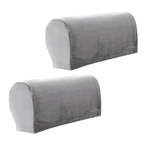 FANSU Samt Armlehnenschoner für Sofa, Armkappen Sofa rutschfest 2 Stücke Armlehnenbezüge Elastische Armlehnen Bezüge Armlehnenschutz Sesselschoner Möbelschutz für Stuhl Couch (Hellgrau) von FANSU