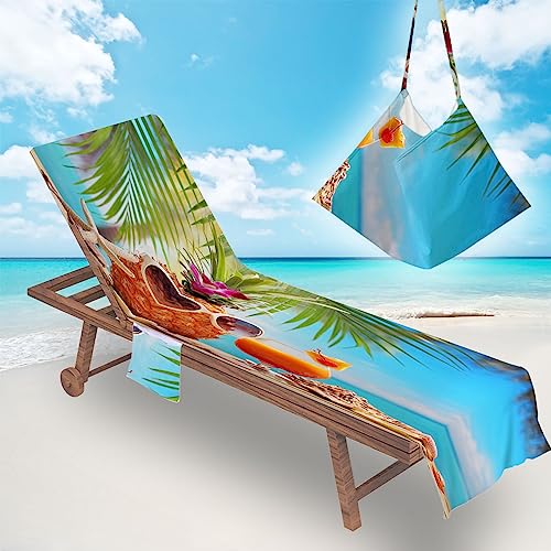 FANSU Schonbezug Für Gartenliege Frottee Liegenauflage Liegestuhl Handtuch mit Taschen Strand Strandliegenauflage Weich Strandtuch für Reisen Schwimmen (75x210cm,Ananas) von FANSU