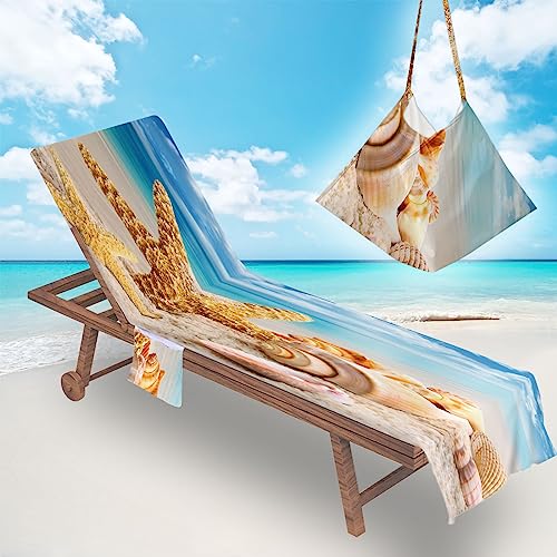 FANSU Schonbezug Für Gartenliege Frottee Liegenauflage Liegestuhl Handtuch mit Taschen Strand Strandliegenauflage Weich Strandtuch für Reisen Schwimmen (75x210cm,Hülse) von FANSU