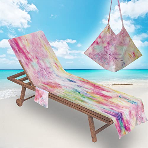 FANSU Schonbezug Für Gartenliege Frottee Liegenauflage Liegestuhl Handtuch mit Taschen Strandliegenauflage Weich Strandtuch für Reisen Schwimmen (75x210cm,Rosa verträumt) von FANSU