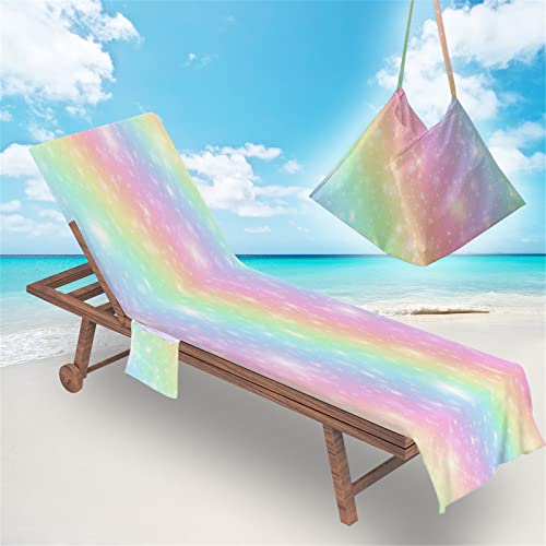 FANSU Schonbezug Für Gartenliege Frottee Liegenauflage Liegestuhl Handtuch mit Taschen Strandliegenauflage Weich Strandtuch für Reisen Schwimmen (75x210cm,Traumhaft) von FANSU