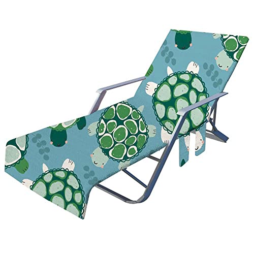 FANSU Schonbezug für Gartenliege, 3D Ozean Druck Weich Strandliegenauflage Sonnenliege Auflage mit Taschen Mikrofaser Stuhl Strandtuch für Reisen, Schwimmen (Schildkröte,75x210cm) von FANSU