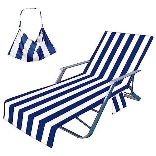 FANSU Schonbezug für Gartenliege, Frottee Handtuch für Sonnenliege Mikrofaser Schnelltrocknend Strandhandtuch mit 2 Taschen, Strandtuchfür Schwimmbäder, Strände, Gartenhotels(75x210cm) von FANSU