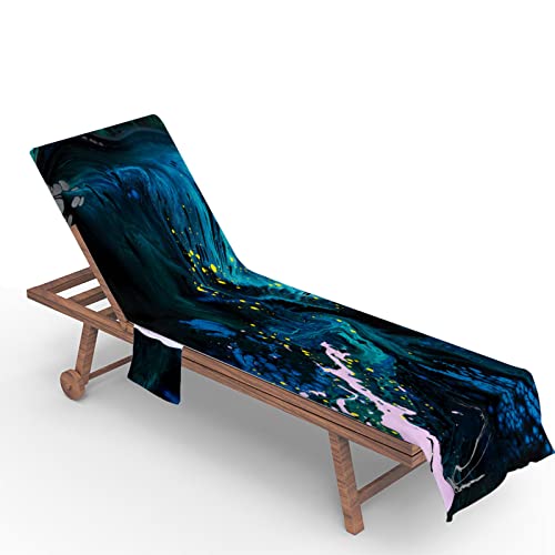 FANSU Schonbezug für Gartenliege, Strandliegenauflage mit Taschen Weich Strandtuch Badetuch Mikrofaser Pool Handtuch für Strand, Reisen, Schwimmen, Outdoor (Dunkelblauer Ozean,75x210cm) von FANSU