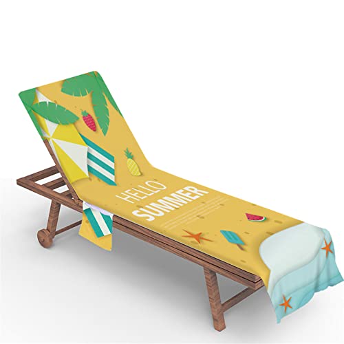 FANSU Schonbezug für Gartenliege, Strandliegenauflage mit taschen Weich Strandtuch Badetuch Mikrofaser Pool Handtuch für Strand, Reisen, Schwimmen, Outdoor (Seestern ozean,75x210cm) von FANSU