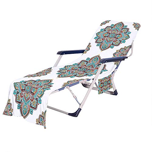 FANSU Schonbezug für Gartenliege Frottee Liegenauflage Garten Sonnenliege Handtuch mit 2 Taschen Stuhl Strandtuch für Schwimmbäder, Strände, Gartenhotels (75x210cm,Paisley) von FANSU