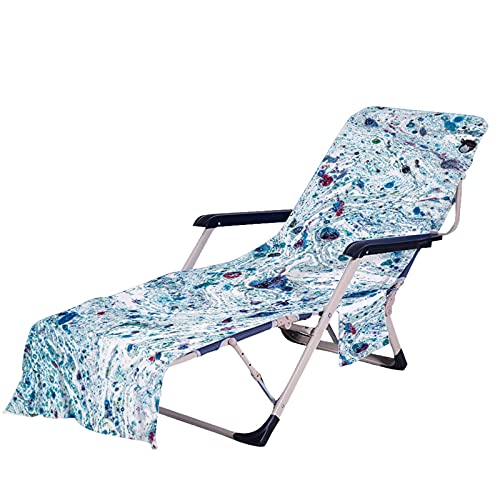 FANSU Schonbezug für Gartenliege Frottee Liegenauflage Garten Sonnenliege Handtuch mit 2 Taschen Stuhl Strandtuch für Schwimmbäder, Strände, Gartenhotels (Graffiti hellblau,75x210cm) von FANSU