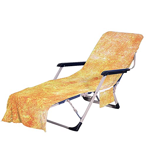 FANSU Schonbezug für Gartenliege Frottee Liegenauflage Garten Sonnenliege Handtuch mit 2 Taschen Stuhl Strandtuch für Schwimmbäder, Strände, Gartenhotels (Orange Leuchtendes,75x210cm) von FANSU