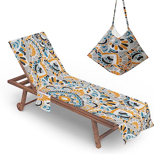 FANSU Schonbezug für Gartenliege mit 2 Taschen Frottee Liegenauflage Garten Sonnenliege Handtuch Stuhl Strandtuch für Schwimmbäder, Strände, Gartenhotels (75x200cm,Eleganter Jahrgang11) von FANSU