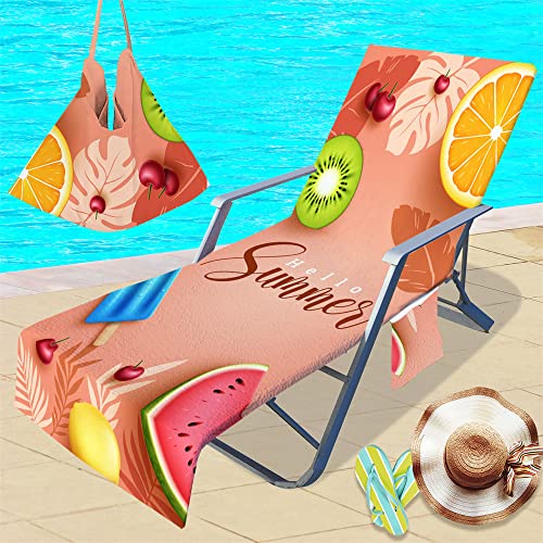 FANSU Schonbezug für Gartenliege mit 2 Taschen Frottee Liegenauflage Garten Sonnenliege Handtuch Stuhl Strandtuch für Schwimmbäder, Strände, Gartenhotels (75x200cm,Kiwi) von FANSU