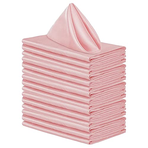 FANSU Servietten 4/6/8/12er Pack, Hochwertige Stoffserviette Waschbare Weiche Stoffservietten für Weihnachten, Hochzeit, Geburtstag, Feiern (Leder rosa,30x30cm/12er Pack) von FANSU