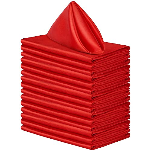 FANSU Servietten 4/6/8/12er Pack, Hochwertige Stoffserviette Waschbare Weiche Stoffservietten für Weihnachten, Hochzeit, Geburtstag, Feiern (Rot,43x43cm/12er Pack) von FANSU