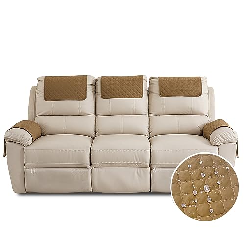 FANSU Sesselschoner Für Relaxsessel Mit Armlehnen, Sesselbezug Mit Taschen Für Fernsehsessel, Wasserdicht & rutschfest Möbelschutz für Sofa, Stuhl (3 Sitzer,Kamel) von FANSU