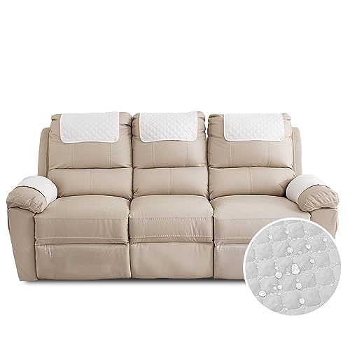 FANSU Sesselschoner Für Relaxsessel Mit Armlehnen, Sesselbezug Mit Taschen Für Fernsehsessel, Wasserdicht & rutschfest Möbelschutz für Sofa, Stuhl (3 Sitzer,Weiß) von FANSU