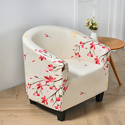 FANSU Sesselschoner Sesselbezug Blume Drucken Sofabezug, Stretch Tub Chairs Sesselhussen mit Armlehne, Sesselüberwurf für Clubsessel Loungesessel Cocktailsessel (Rosa Blume) von FANSU