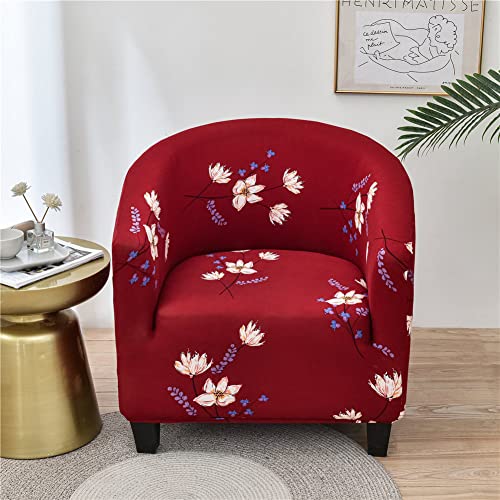 FANSU Sesselschoner Sesselbezug Sofabezug, Einfachheit Tub Chairs Sesselhussen mit Armlehne, Sesselüberwurf für Clubsessel Loungesessel Cocktailsessel (Rot Blume) von FANSU