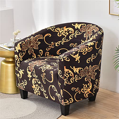 FANSU Sesselschoner Sesselbezug Sofabezug, Pflanze Blume Blatt Tub Chairs Sesselhussen mit Armlehne, Sesselüberwurf für Clubsessel Loungesessel Cocktailsessel (Gold Blume) von FANSU