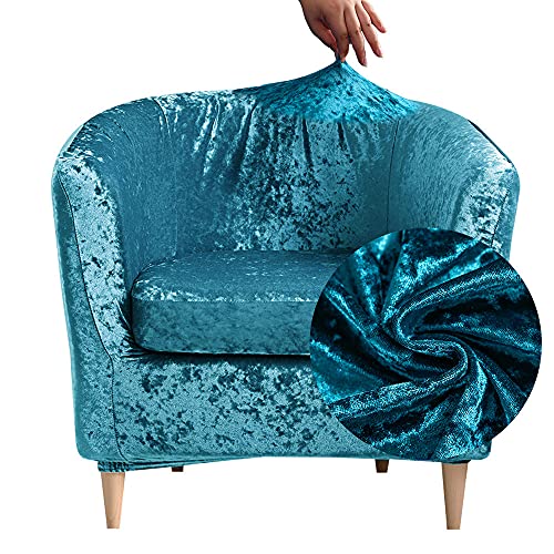 FANSU Sesselschoner Sesselbezug Velvet Sofabezug, 2-Teilige Stretch Einfarbig Tub Chairs Sesselhussen mit Armlehne, Sesselüberwurf für Clubsessel Loungesessel Cocktailsessel (Türkis) von FANSU