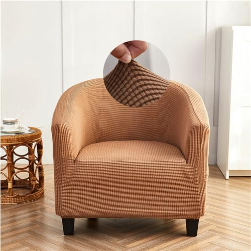 FANSU Sesselschoner mit Armlehne Sesselbezug Stretch Sofabezug Husse, Jacquard Sesselüberwurf Tub Chairs Sesselhussen für Clubsessel Loungesessel Cocktailsessel (Kamel) von FANSU