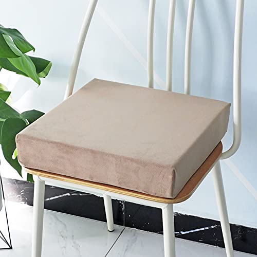 FANSU Sitzerhiohung, Sitzkissen Memory Foam Bequeme Bürostuhl Stuhlkissen für Auto/Esstisch Stühle/Rollstuhl/Gartenstühle/Sofa Rücken Sitzkissen (45x45x8cm,Plüsch Curry) von FANSU