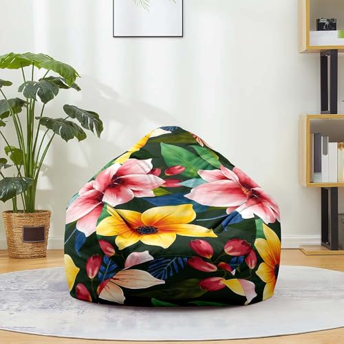 FANSU Sitzsack, 3D-Blumenblätter Sitzsack Ohne Füllung Waschbar Sitzbeutelabdeckung für Kinder Erwachsene, Aufbewahrung für Textilien, Bekleidung, Plüschtiere (Blume 1,80x90cm) von FANSU