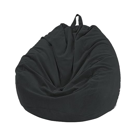 FANSU Sitzsack Waschbar, Sitzsack Ohne Füllung, Sitzsack-StuhlbezugIndoor Outdoor, Sitzsäcke für Kinder Erwachsene, Kordsamt Textile Aufbewahrung (85x110cm,Schwarz) von FANSU