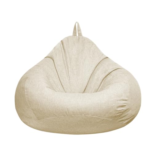 FANSU Sitzsack Waschbar Ohne Füllung, Stuhlbezug für Indoor Outdoor, für Kinder Erwachsene, Textile Aufbewahrung Mit Reißverschluss M/XL (100x120cm, Beige) von FANSU