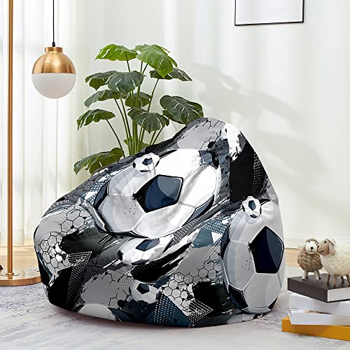FANSU Sitzsack Waschbar 3D Fußball Sitzsack Ohne Füllung Sitzsäcke für Kinder Erwachsene Sitzsack Outdoor Indoor Stofftier Aufbewahrung mit Reißverschlus (100x120cm,Freizeit) von FANSU