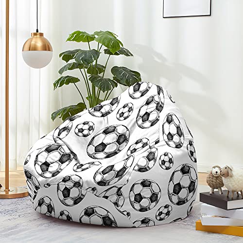 FANSU Sitzsack Waschbar 3D Fußball Sitzsack Ohne Füllung Sitzsäcke für Kinder Erwachsene Sitzsack Outdoor Indoor Stofftier Aufbewahrung mit Reißverschlus (100x120cm,Handgemalt) von FANSU