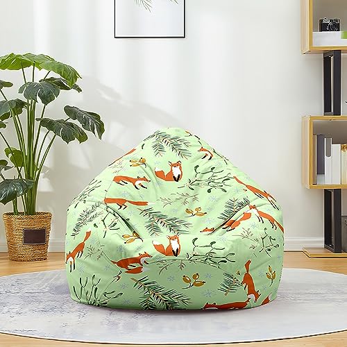 FANSU Sitzsack Waschbar Niedliche Tiere Ohne Füllung für Kinder Erwachsene Outdoor Indoor Stofftier Aufbewahrung Mit Reißverschluss (Fuchs B, 80x90cm) von FANSU