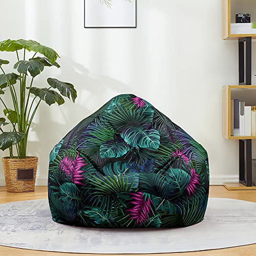 FANSU Sitzsack Waschbar Sitzsack Ohne Füllung Sitzsäcke für Kinder Erwachsene, Sitzsack-StuhlbezugIndoor Outdoor Textile Aufbewahrung mit Reißverschlus (90x110cm,Violettes Laub) von FANSU