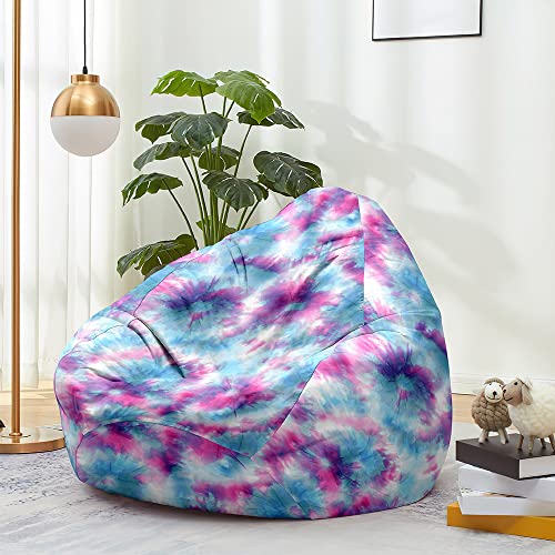 FANSU Sitzsack Waschbar Sitzsack Ohne Füllung Sitzsäcke für Kinder Erwachsene, Tie-dye Sitzsack-Stuhlbezug Indoor Outdoor Stofftier Aufbewahrung (100x120cm,lila-blau) von FANSU