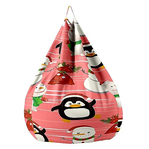 FANSU Sitzsack Waschbar Sitzsack Ohne Füllung Sitzsäcke für Kinder Erwachsene, Weihnachten Sitzsack-StuhlbezugIndoor Textile Aufbewahrung mit Reißverschlus (70x80cm,Pinguin) von FANSU